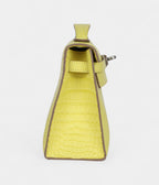 HMKelly Pochette Lime Matte Alligator Palladium Hardware