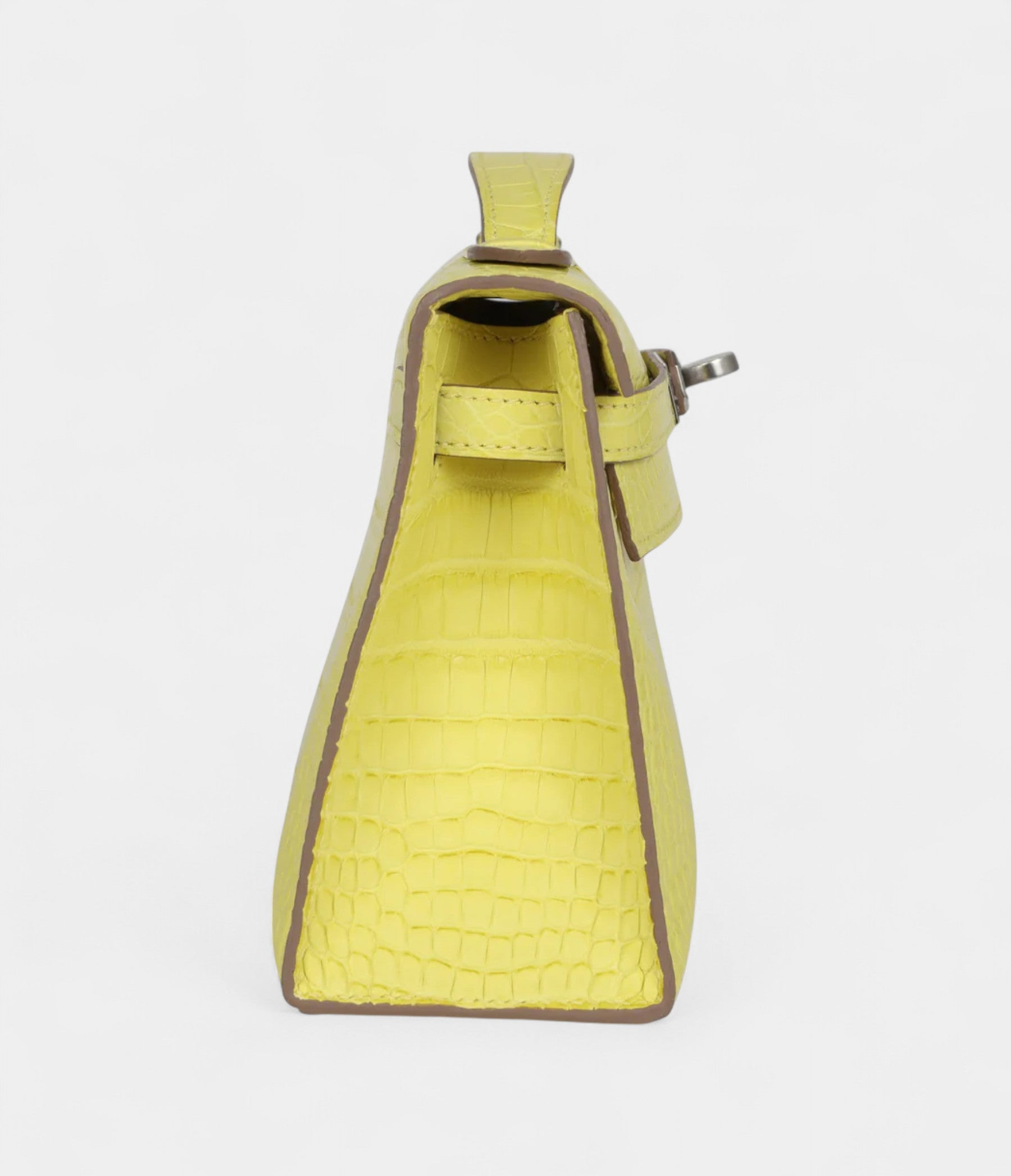 HMKelly Pochette Lime Matte Alligator Palladium Hardware