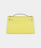 HMKelly Pochette Lime Matte Alligator Palladium Hardware