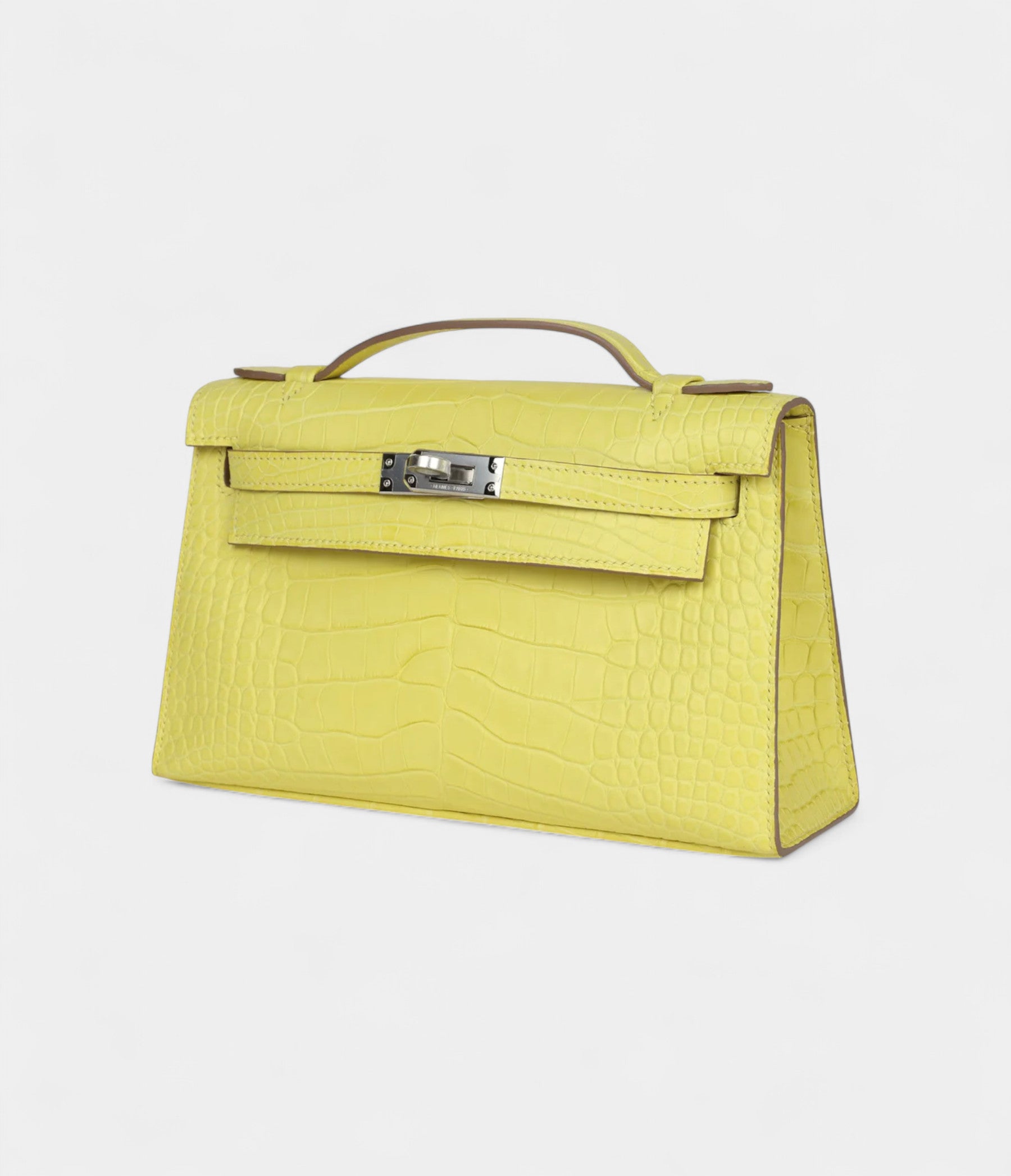 HMKelly Pochette Lime Matte Alligator Palladium Hardware