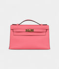 HMKelly Pochette Rose Azalee Swift Gold Hardware