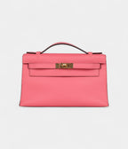 HMKelly Pochette Rose Azalee Swift Gold Hardware