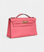 HMKelly Pochette Rose Azalee Swift Gold Hardware