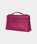 HMKelly Pochette Rose Pourpre Swift Palladium Hardware