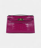 HMKelly Pochette Rose Scheherazade Shiny Alligator Gold Hardware