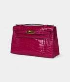 HMKelly Pochette Rose Scheherazade Shiny Alligator Gold Hardware
