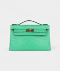 HMKelly Pochette Vert Comics Matte Alligator Gold Hardware