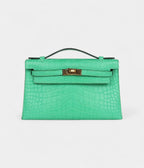 HMKelly Pochette Vert Comics Matte Alligator Gold Hardware