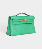 HMKelly Pochette Vert Comics Matte Alligator Gold Hardware