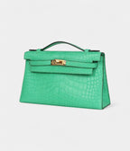 HMKelly Pochette Vert Comics Matte Alligator Gold Hardware