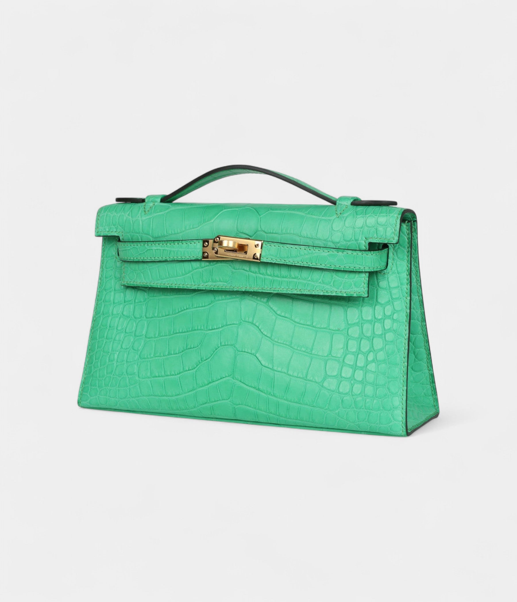 HMKelly Pochette Vert Comics Matte Alligator Gold Hardware