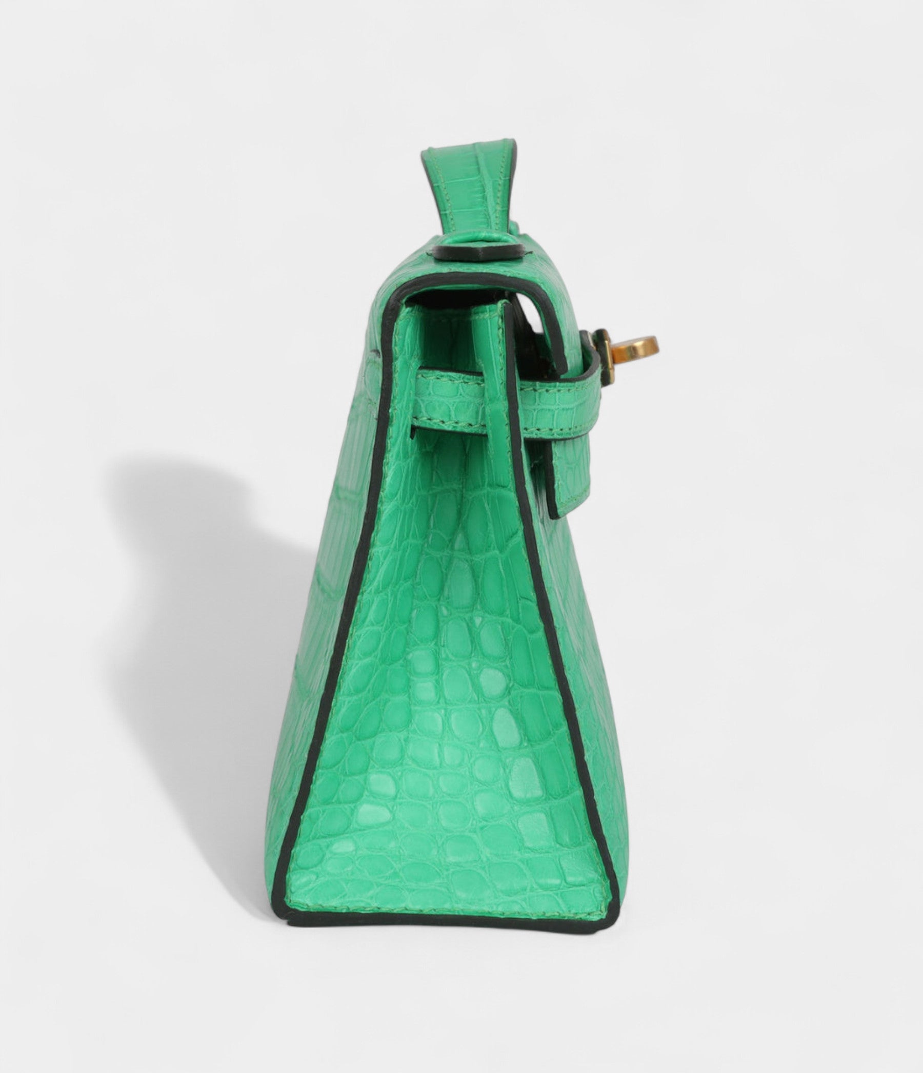 HMKelly Pochette Vert Comics Matte Alligator Gold Hardware
