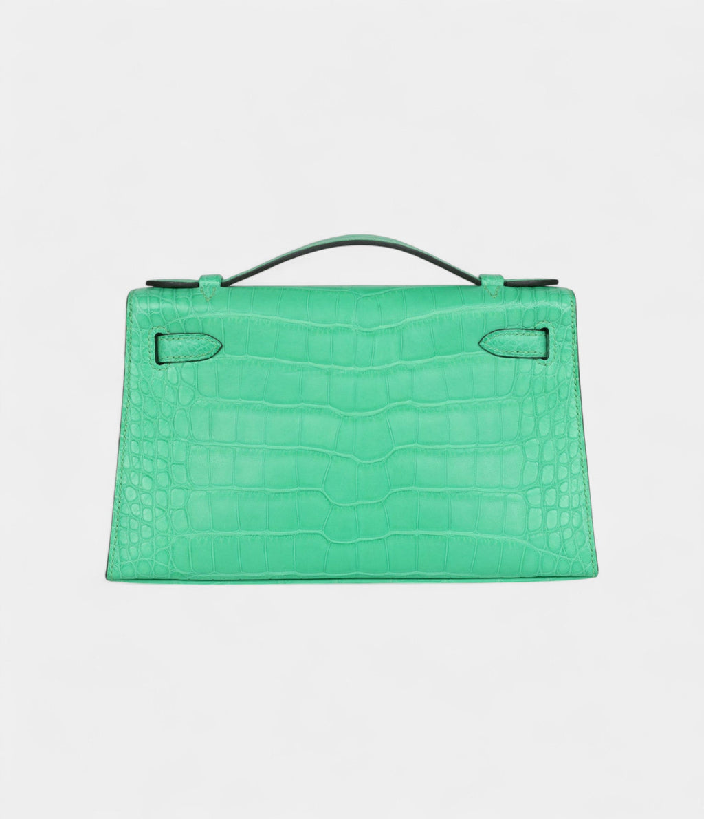 HMKelly Pochette Vert Comics Matte Alligator Gold Hardware