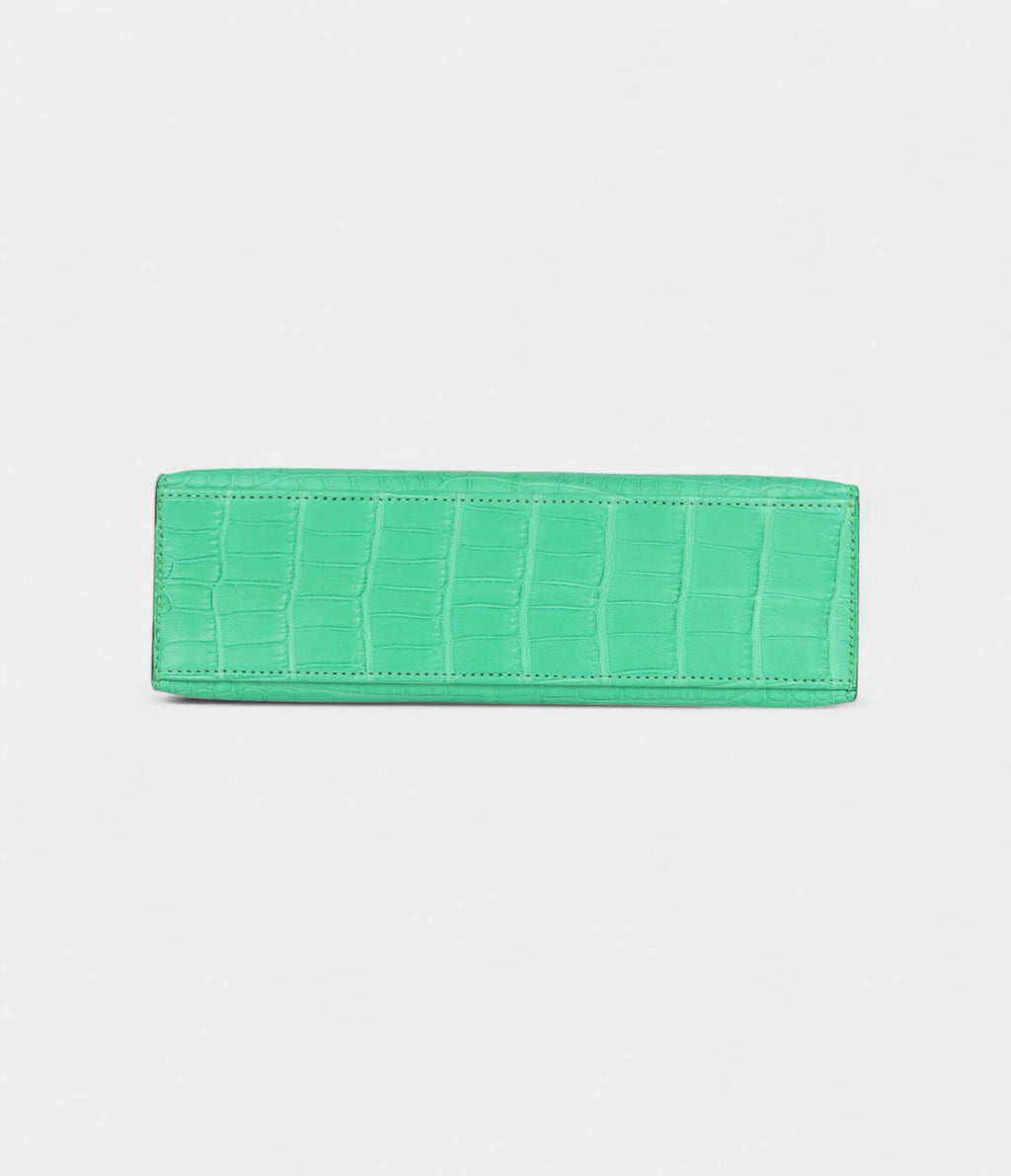 HMKelly Pochette Vert Comics Matte Alligator Gold Hardware