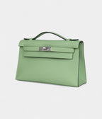 HMKelly Pochette Vert Criquet Swift Palladium Hardware