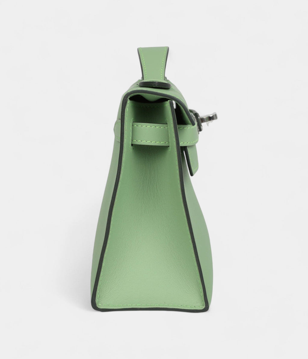 HMKelly Pochette Vert Criquet Swift Palladium Hardware