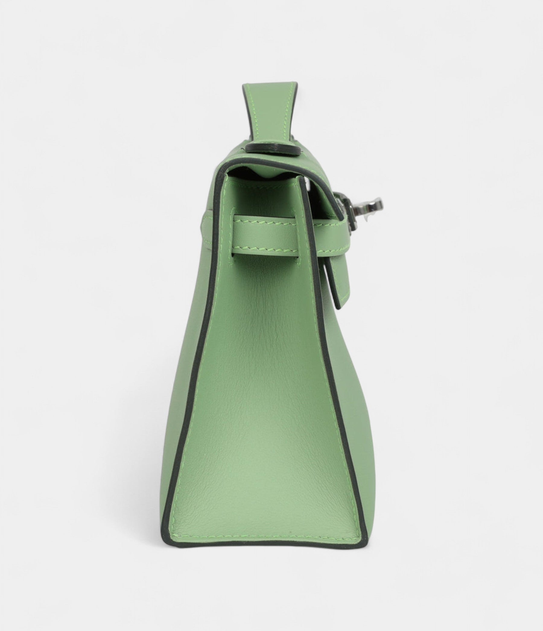 HMKelly Pochette Vert Criquet Swift Palladium Hardware