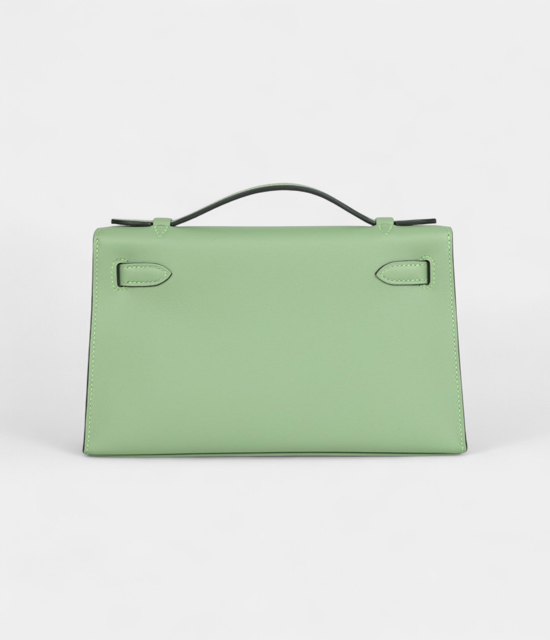 HMKelly Pochette Vert Criquet Swift Palladium Hardware