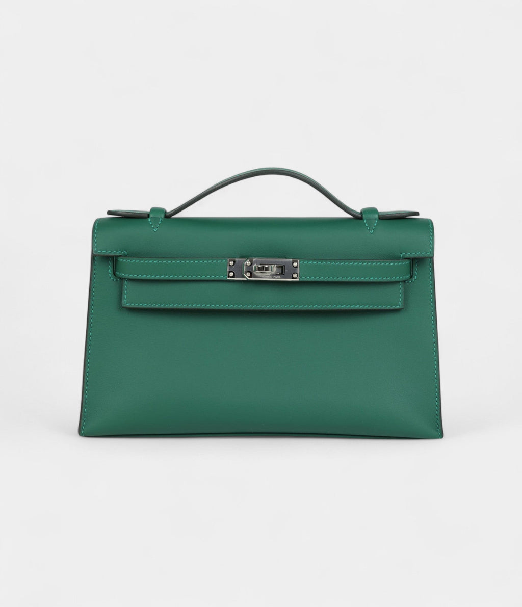 HMKelly Pochette Vert Moyen Swift Palladium Hardware