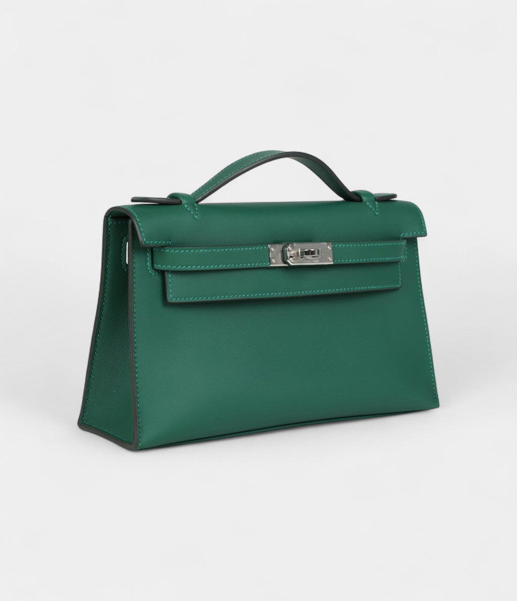 HMKelly Pochette Vert Moyen Swift Palladium Hardware