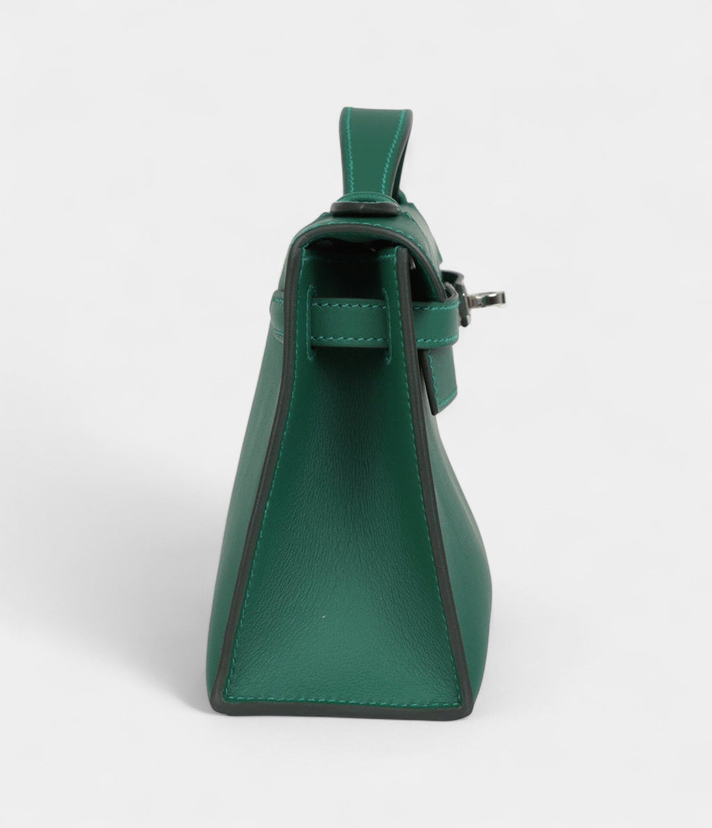 HMKelly Pochette Vert Moyen Swift Palladium Hardware