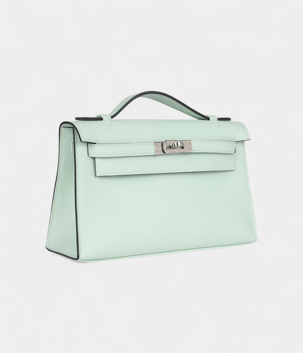 HMKelly Pochette Vert Peppermint Swift Palladium Hardware