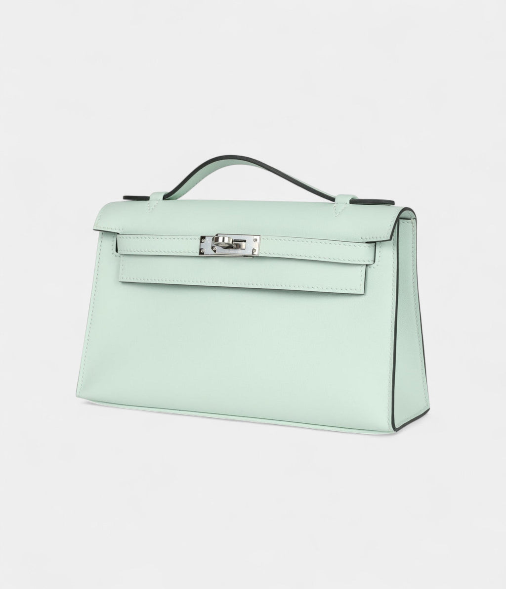 HMKelly Pochette Vert Peppermint Swift Palladium Hardware