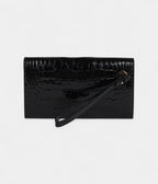 HMKelly Pocket Long Wallet Black Shiny Alligator Gold Hardware