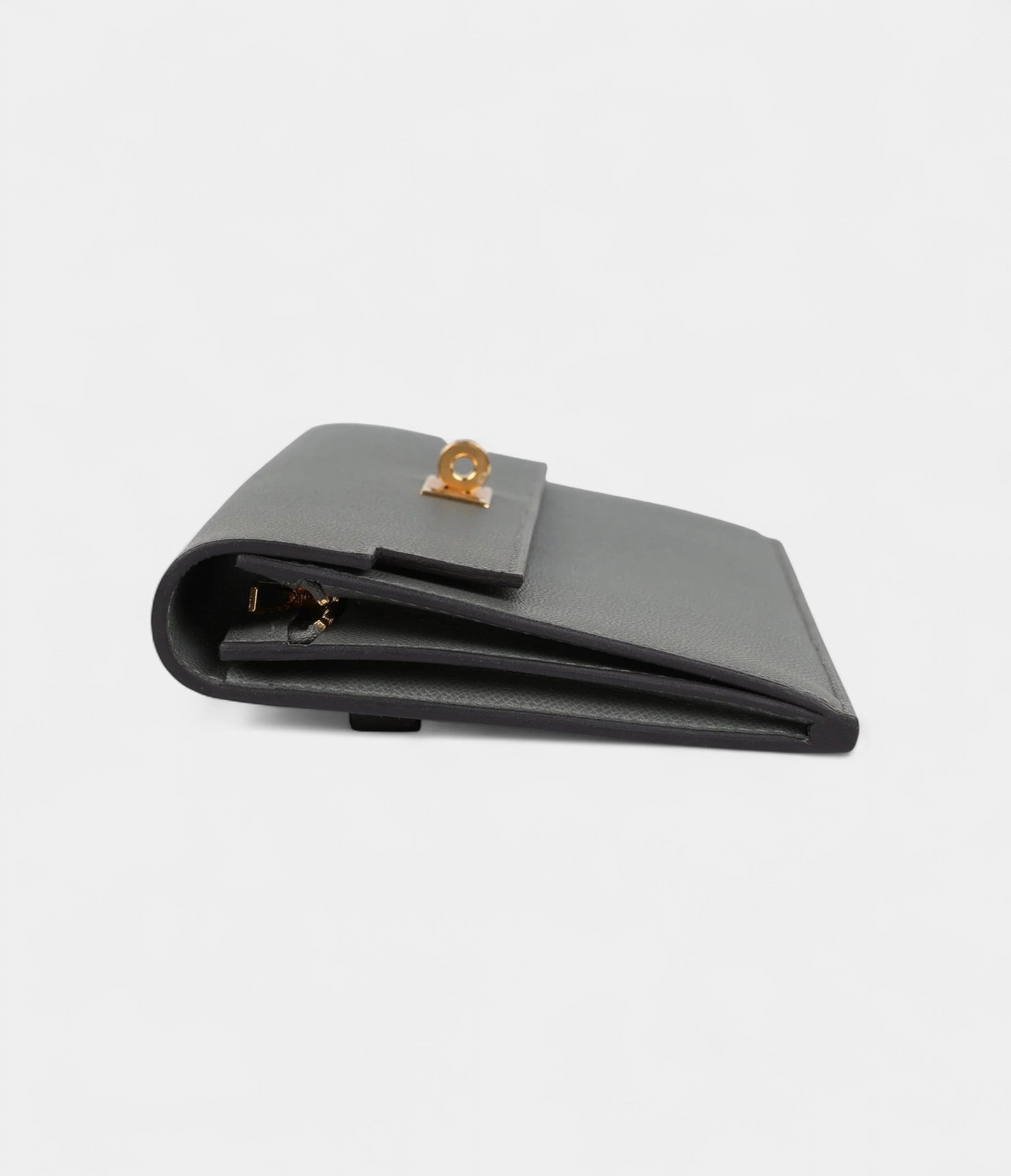 HMKelly Pocket Long Wallet Gris Meyer Madame Gold Hardware