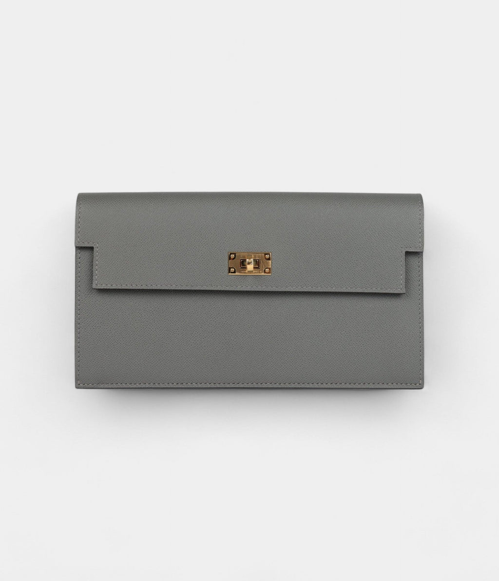 HMKelly Pocket Long Wallet Gris Meyer Madame Gold Hardware