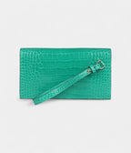 HMKelly Pocket Long Wallet Vert Jade Shiny Alligator Gold Hardware