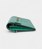 HMKelly Pocket Long Wallet Vert Jade Shiny Alligator Gold Hardware
