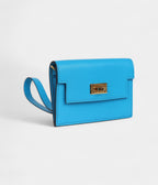 HMKelly Pocket Slim Wallet Bleu Frida Chevre Gold Hardware