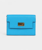 HMKelly Pocket Slim Wallet Bleu Frida Chevre Gold Hardware