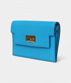 HMKelly Pocket Slim Wallet Bleu Frida Chevre Gold Hardware