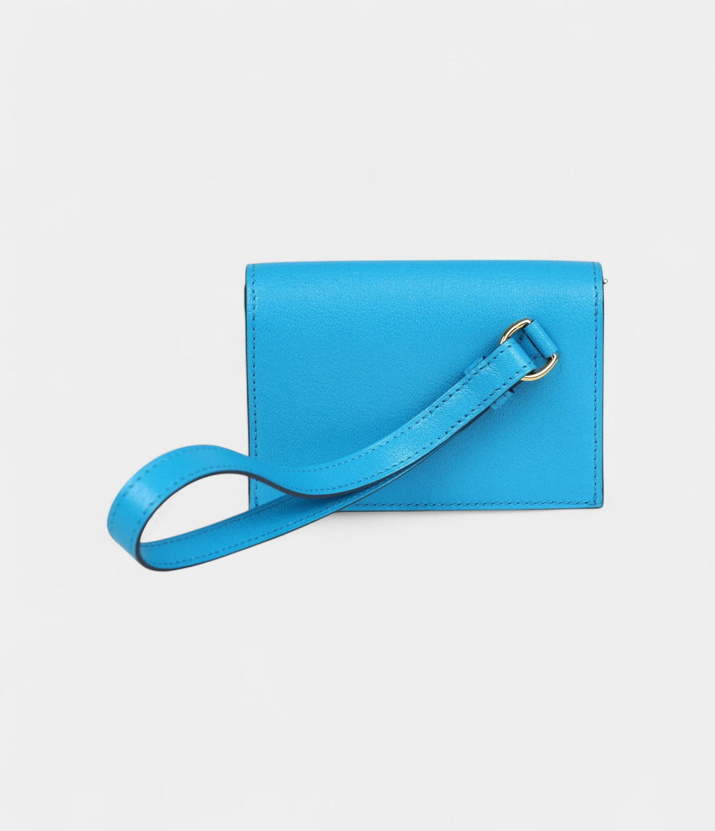 HMKelly Pocket Slim Wallet Bleu Frida Chevre Gold Hardware