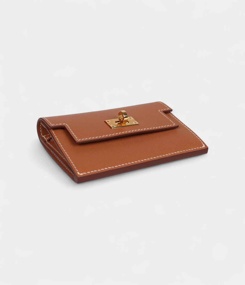 HMKelly Pocket Slim Wallet Gold Epsom Gold Hardware