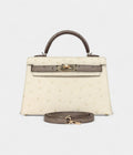 HMKelly Sellier 20 Beton and Gris Tourterelle Ostrich Permabrass Hardware