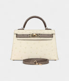 HMKelly Sellier 20 Beton and Gris Tourterelle Ostrich Permabrass Hardware