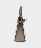 HMKelly Sellier 20 Beton and Gris Tourterelle Ostrich Permabrass Hardware