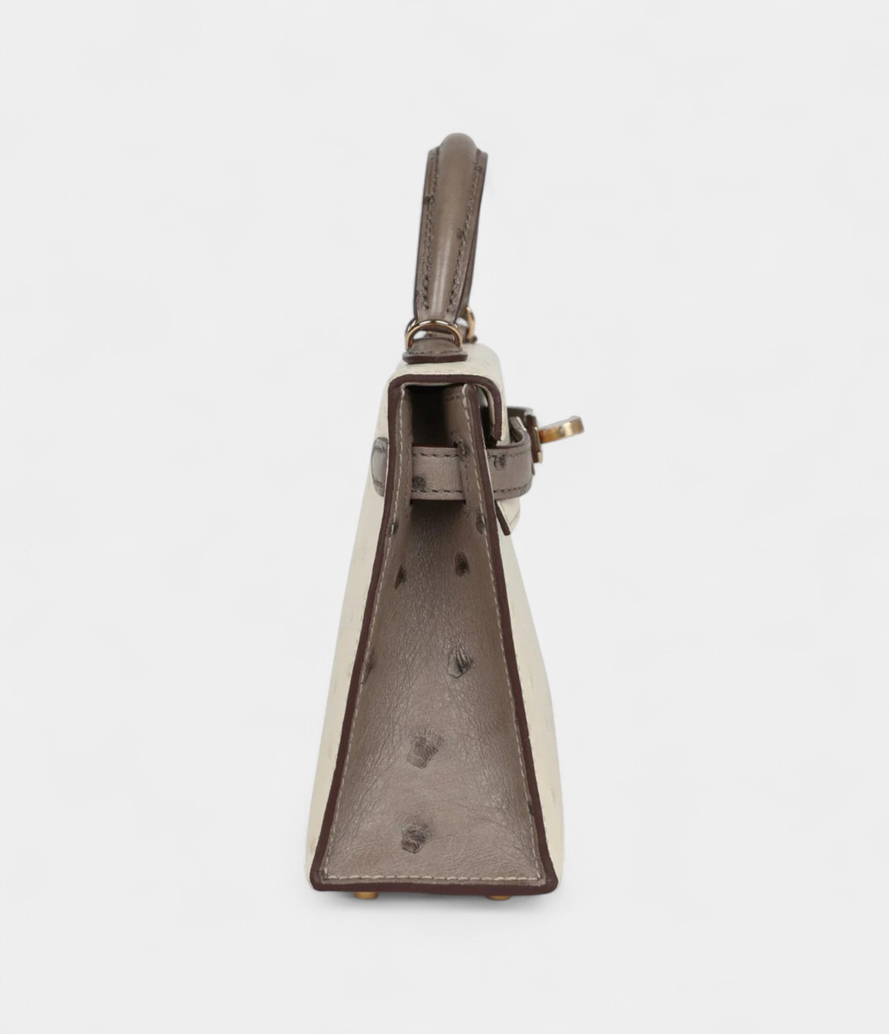 HMKelly Sellier 20 Beton and Gris Tourterelle Ostrich Permabrass Hardware