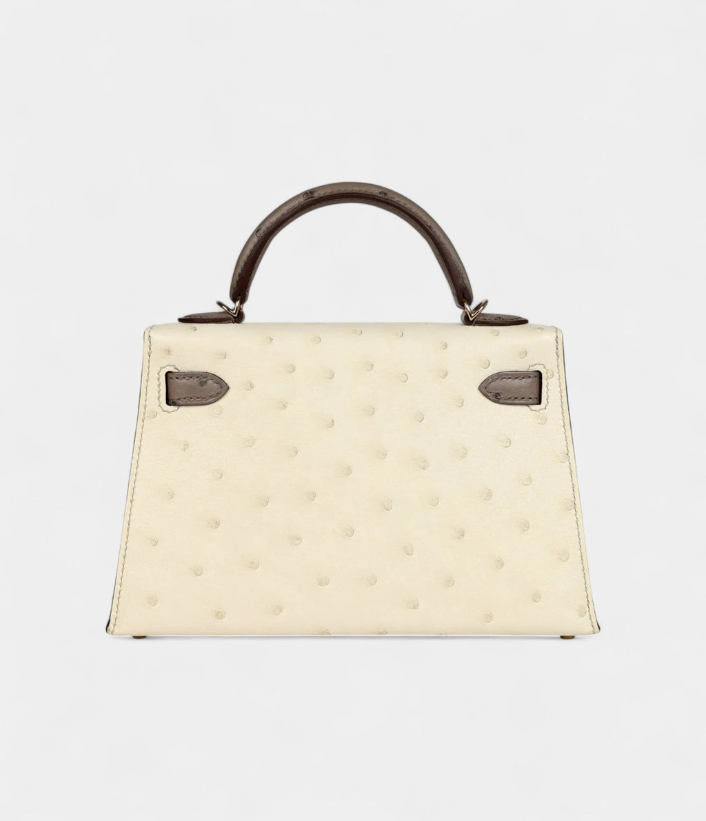 HMKelly Sellier 20 Beton and Gris Tourterelle Ostrich Permabrass Hardware