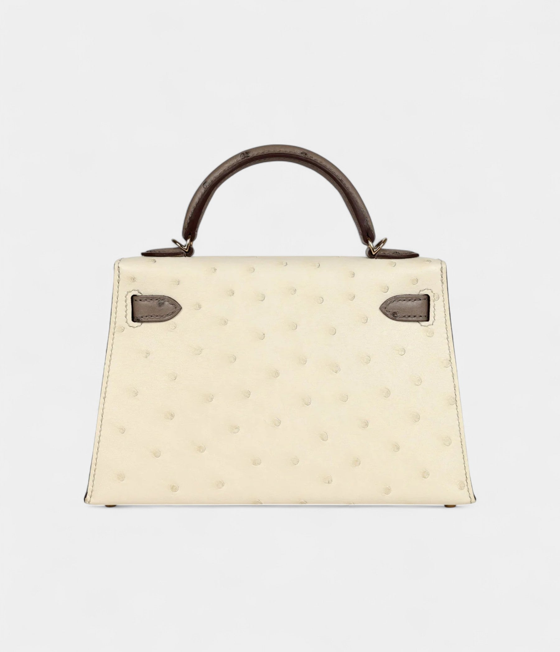 HMKelly Sellier 20 Beton and Gris Tourterelle Ostrich Permabrass Hardware