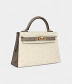HMKelly Sellier 20 Beton and Gris Tourterelle Ostrich Permabrass Hardware