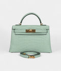 HMKelly Sellier 20 Vert D'Eau Matte Alligator Gold Hardware