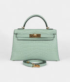 HMKelly Sellier 20 Vert D'Eau Matte Alligator Gold Hardware