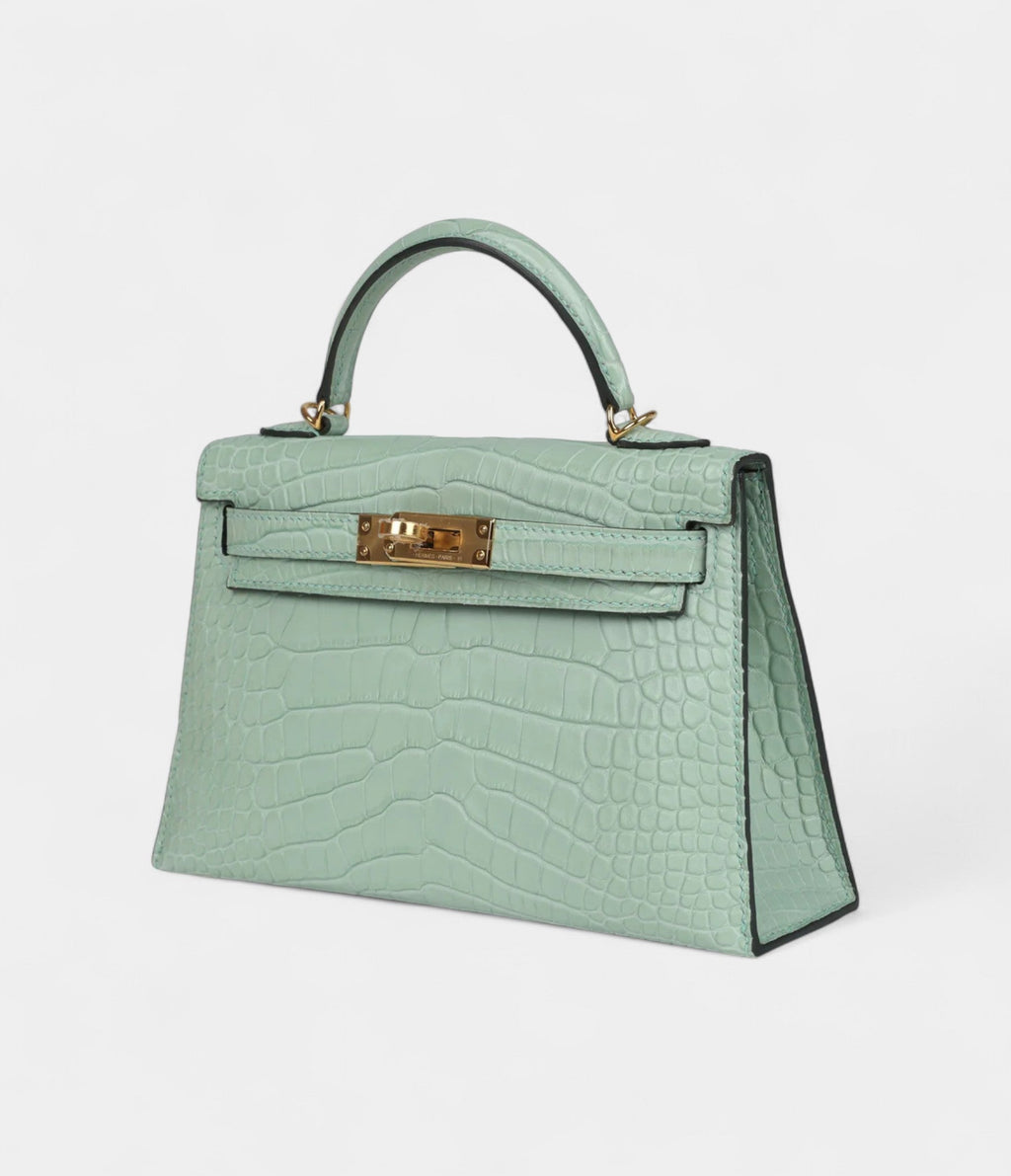 HMKelly Sellier 20 Vert D'Eau Matte Alligator Gold Hardware