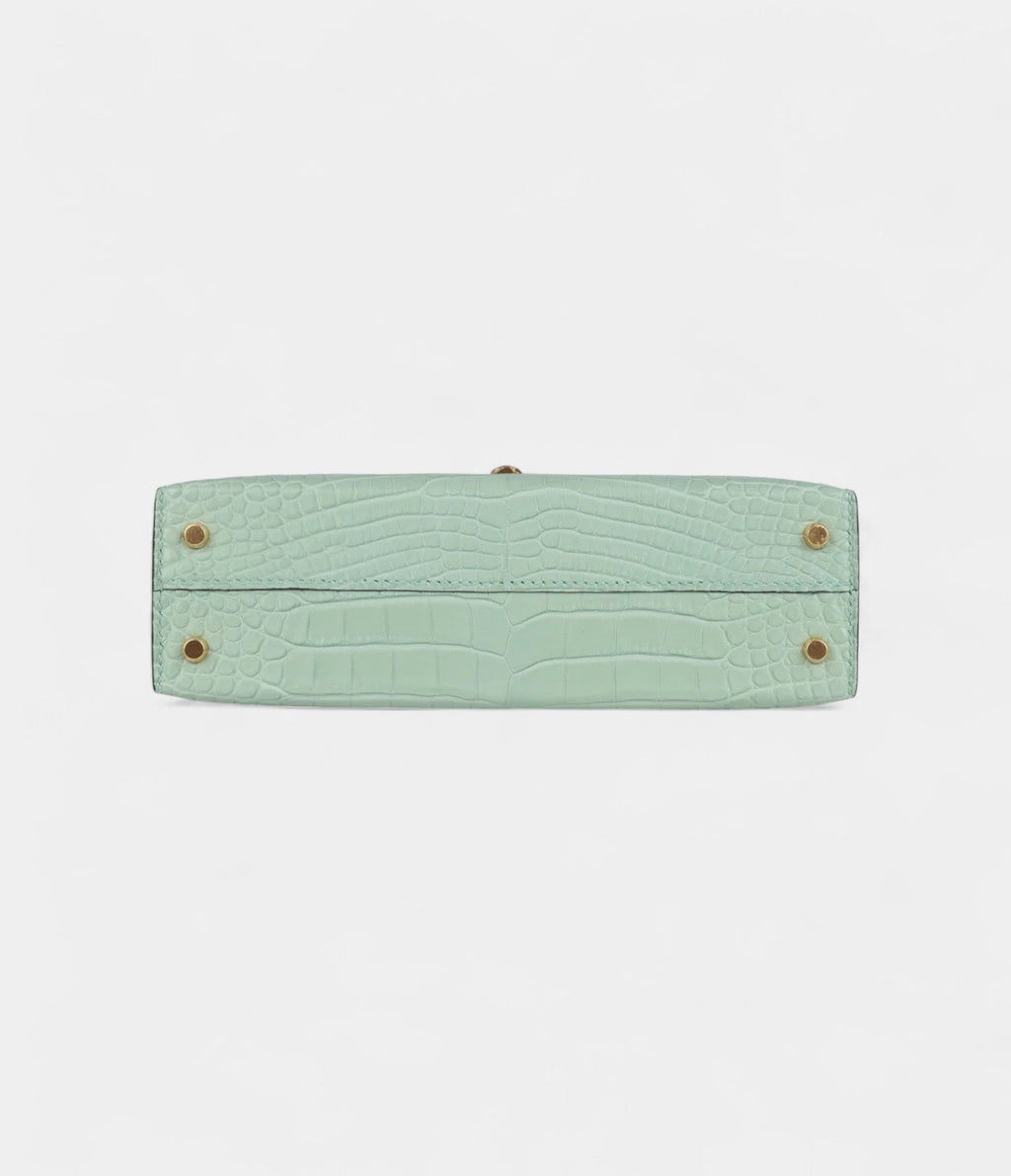 HMKelly Sellier 20 Vert D'Eau Matte Alligator Gold Hardware