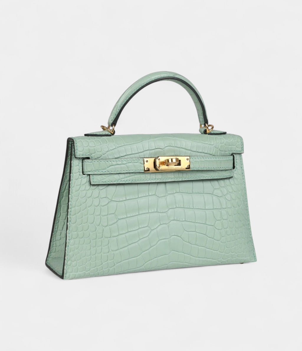 HMKelly Sellier 20 Vert D'Eau Matte Alligator Gold Hardware