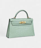 HMKelly Sellier 20 Vert D'Eau Matte Alligator Gold Hardware